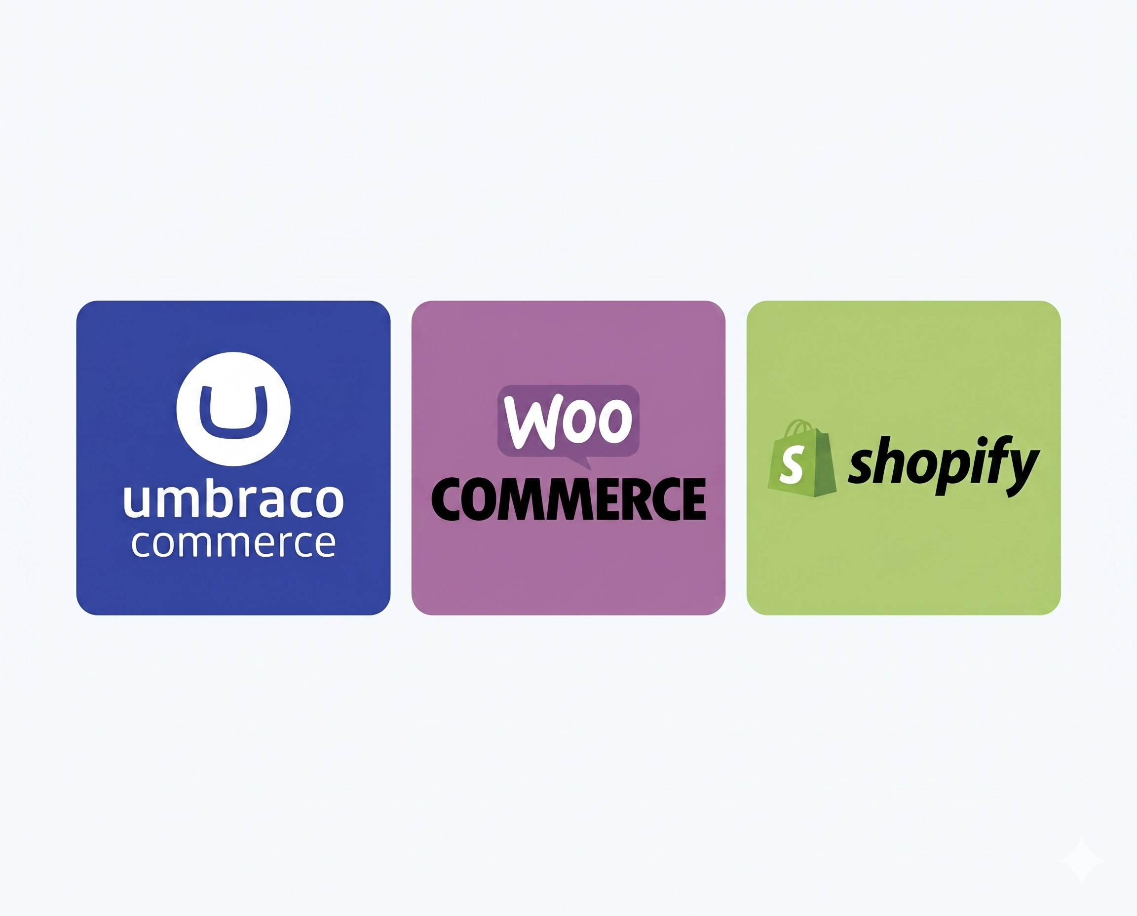 logo's van umbraco woocommerce en shopify