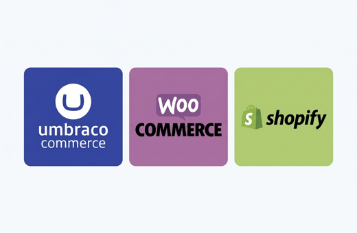 logo's van umbraco woocommerce en shopify