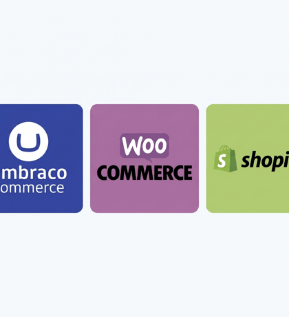 logo's van umbraco woocommerce en shopify